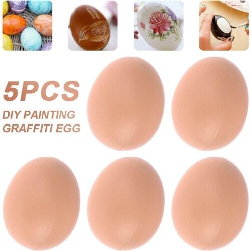 5pcs Plastic Fake Dummy Eggs Poultry Chicken Joke Prank DIY Party Decor Hand Painting Fake Eggs Graffiti Supplies