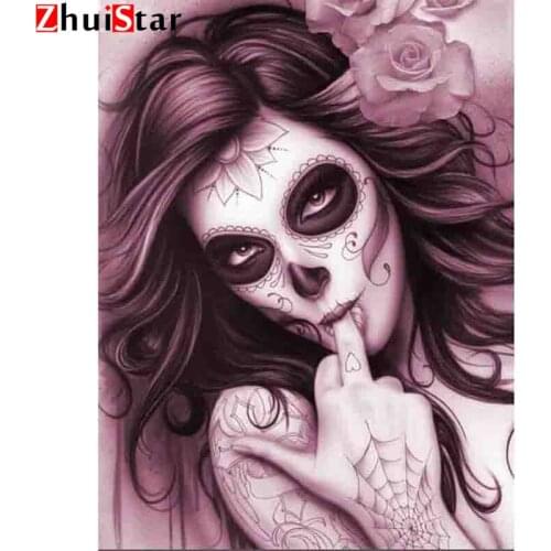 5D DIY diamond painting cross stitch full square diamond "Sexy skul" 3D diamond embroidery mosaic rhinestone decoration gift ZWQ