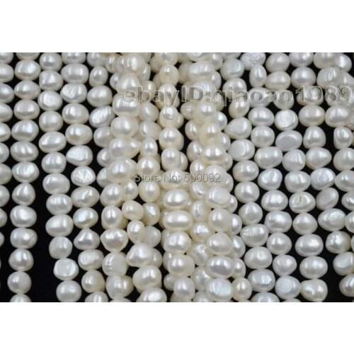 Lots of 10 strands 6*6-8mm white genuine fresh water pearl wholesale