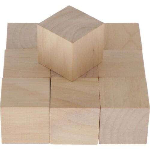 4cm Wooden Cubes, 10pcs Unfinished Square Wood Blocks for Kids Math Teaching, Crafts & DIY Projects