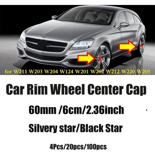 For W211 W203 W204 W124 W201 AMG W202 W212 W220 W205 Car Styling 60MM 2.36" 6cm Wheel Center Cap Covers Wheel Hub Cap