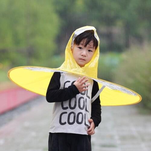 Cute Raincoat Cartoon Duck Foldable Rain Coat UFO Children Aldult Umbrella Hat Waterproof Poncho Hooded Cloak Baby Kid Rain Boot