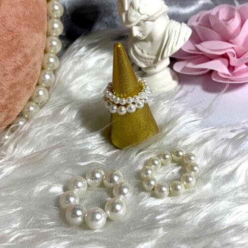Elegant Shell Pearl Elasticity Rings for Women 3mm-8mm Pearl