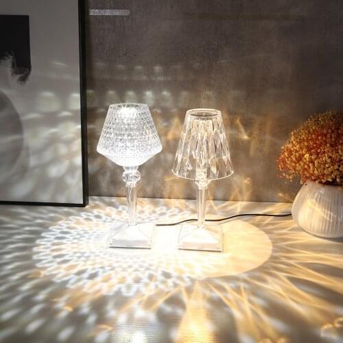 RGB Crystal Table Light Transparent Prism Desk Lamps USB Bar Light Decor Restaurant Table Lamp Romantic Night light Bed Lamp