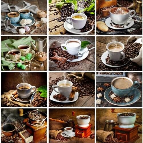 Huacan Diamond Painting Full Square Coffee 5D Diamond Embroidery Mosaic Kits Art Home Decoration