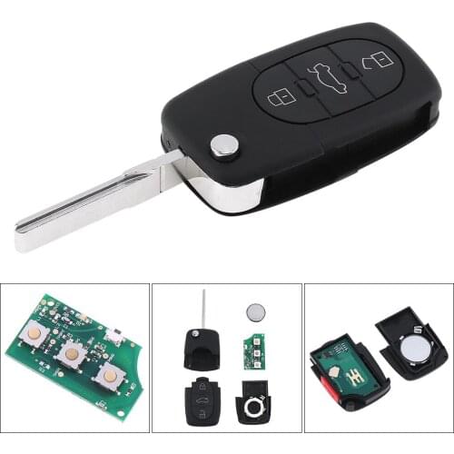 3 Buttons Flip Uncut Key Entry Remote Control Fob 4D0837231E Fit for A4 / A6 / A8 / S4 / S6 / S8 / TT 1997-2005 Cars