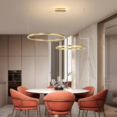 Ring aluminum acrylic LED chandelier Living room dining room bedroom study room lamps Commercial and office lighting