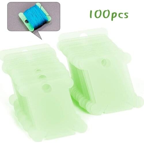 LMDZ 100 Pcs Embroidery Floss Craft Thread Green Plastic Bobbin Board Card for DIY Cross Stitch Sewing