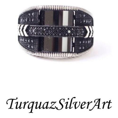 Handmade Mans Black Zircon Gemstone Ring, Mans 925 Silver Ring, Zircon Ring, Silver Handmade Ring