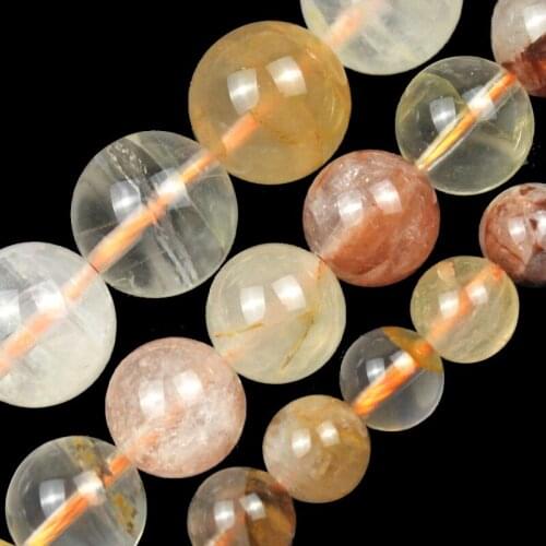 Natural Stone Yellow White Crystal Round Loose Spacer Beads For Jewelry Making DIY Bracelets Necklace 8/10/12MM