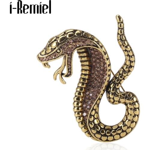 New Vintage Alloy Snake Brooch Animal Rhinestone Lapel Pin Suit Shirt Badge Fashion Clothing Luxulry Jewelry for Men Accessories