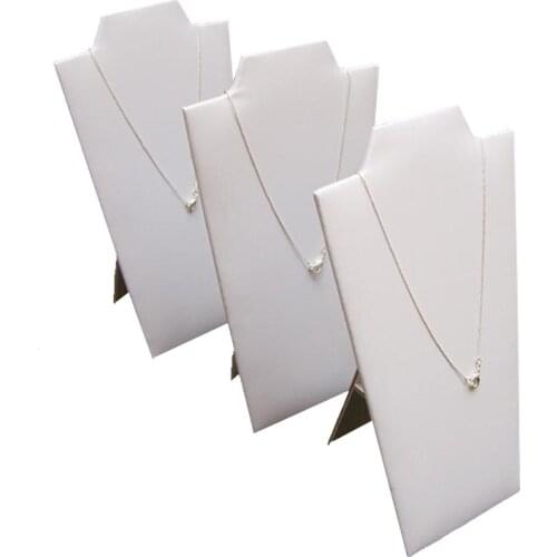 White PU Necklace Jewelry Display Easel Showcase Rack Foldable Pendant Chain Jewelry Organizer Storage Collar Stand 3Pcs/Lot