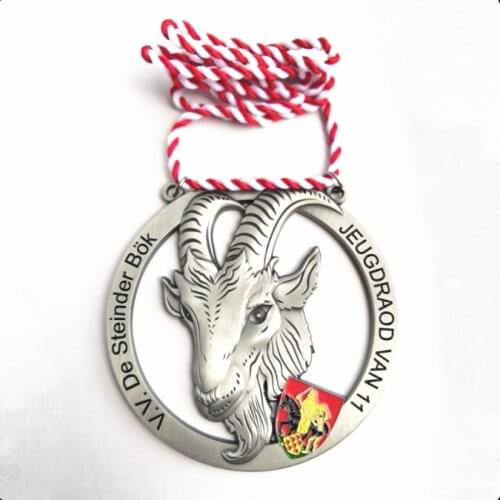 ORIGINAL MEDAL IN ANTIQUE SILVER PLATING WITH NECK RIBBON