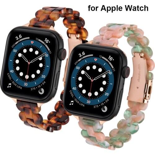 Band for Apple Watch Bracelet 44mm/40mm for Women Man Resin Bracelet Fashion Strap with Stainless Buckle for iWatch Series SE/6