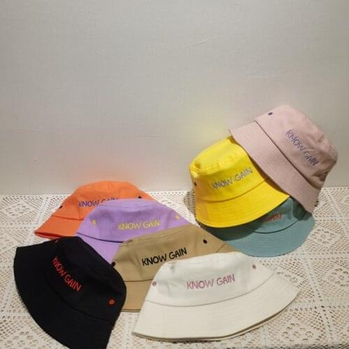 Kids Boys Girls Fisherman Hat Spring Summer Letter Embroidery Cotton Sun Hats Baby Beach Caps Autumn Parent-child Bucket Hat