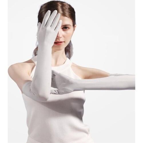 1 Pair Open Fingered Sunscreen Gloves Summer Ice Silk Outdoor Cycling Non-slip Breathable Long Sunshade Sleeves