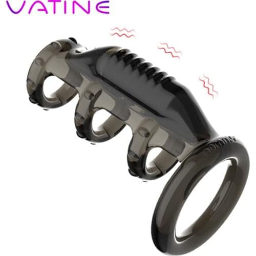 G spot Stimulator Bullet Vibrator Dick Enlargement Extender Ejaculation Delay Strap On Dildo Penis Vibrating Ring Cock Sleeve