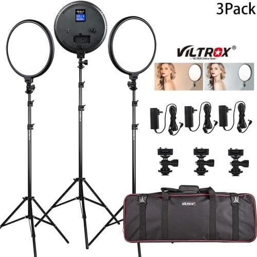 VILTROX 3 pcs VL-500T 10-inch Led Light kit 3300K-5600K LED Video Conference Lighting for Photo Portrait/Video Shoot Photography