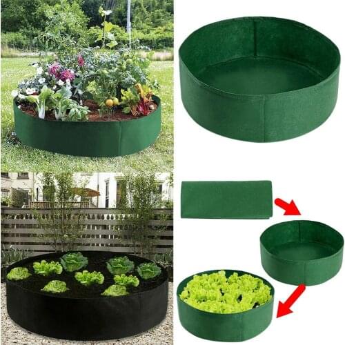 Fabric Raised Garden Bed 50 Gallons Round Planting Container Grow Bags Breathable Felt Fabric Planter Pot For Plants Nursery Pot
