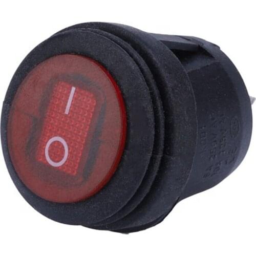 T85 2 PINS 10A 250VAC SPST Latching ON OFF Round Head LED Illuminated Waterproof IP 65 Rocker Switch For Coffee Maker