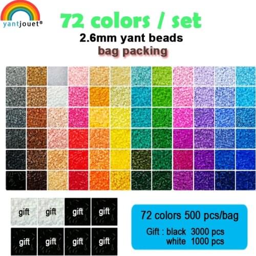 Yantjouet 2.6mm Yant Beads 72colors/set Black White Mini Beads for Kid Hama Beads Diy Puzzles High Quality Gift children Toy