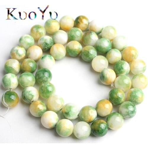 Green Yellow Jades Stone Beads Natural Round Loose Spacer Beads For Jewelry Making DIY Bracelet Necklace 15'Strand 6/8/10/12mm