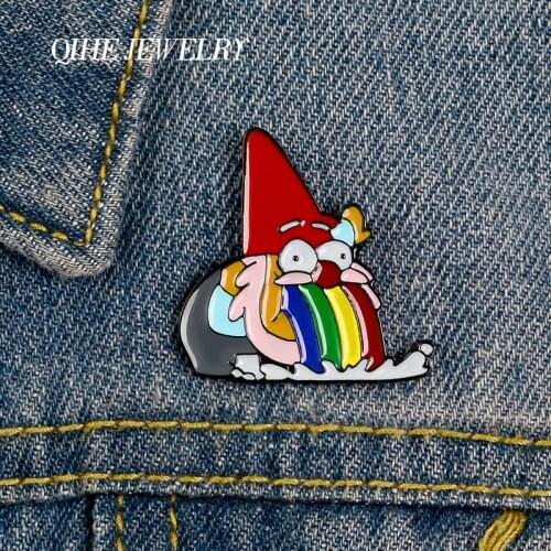 QIHE JEWELRY Christmas Brooches Pins Santa Claus Vomit Rainbow Hard Enamel Metal Pins Denim Clothes Badges Festival Gifts Pins