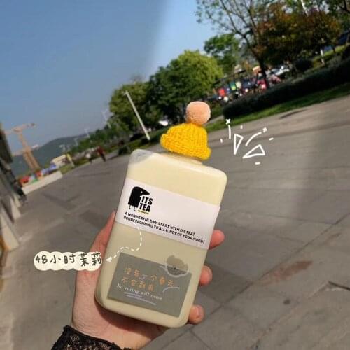 10pcs High Quality Square Flat Plastic Drink Juice Milk Tea Bottle Disposable Pet Dirty Cold Brew Enzyme Yogurt Transparent Cups