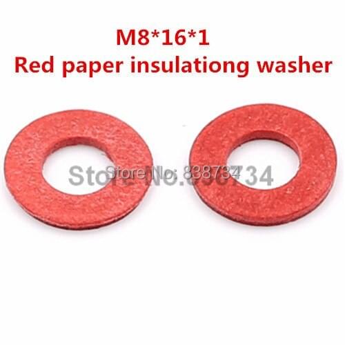 1000pcs m8*16*1 flat red paper m8 insulating washer for computer accessories