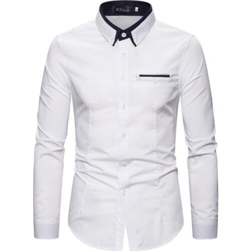 2020 fashion pocket casual shirt for men plus size 5xl long sleeve dress shirt for men business shirt male