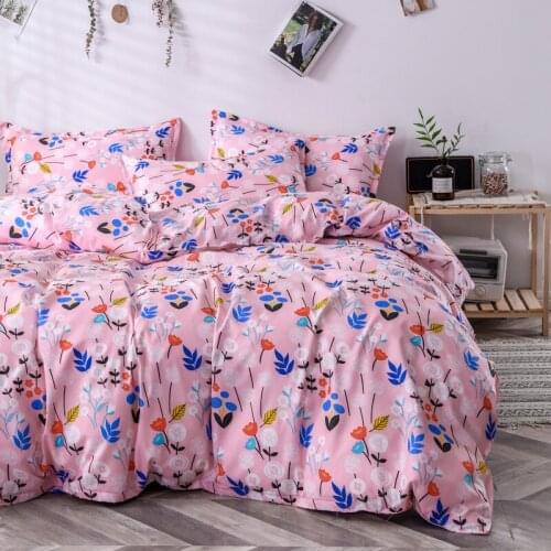 2021Spring Bedding Set Green Duvet Cover Bed Set Geometric Flat Sheet Reindeer Bedclothes 4pcs Bed Linen Set Nordic Home Textile