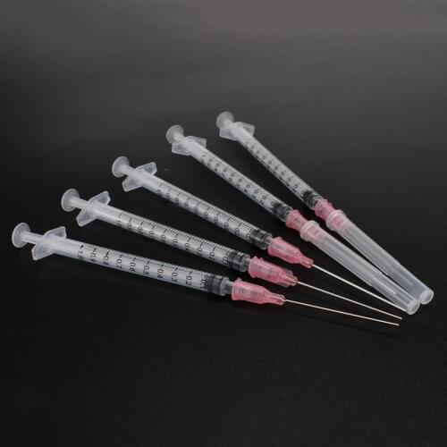 5 Set Glue Syringe 1ml Blunt Tip Ink Syringe Syringe & Blunt Tip Needle 18 Gauge 1.5" With Caps For DIY Liquid Glue