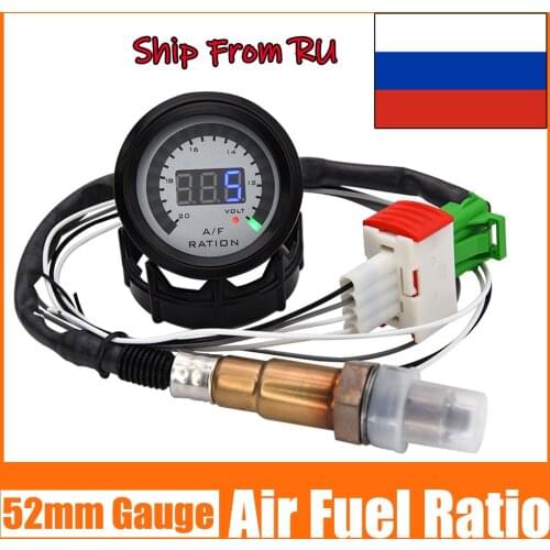 52mm Air Fuel Ratio Gauge With Narrowband O2 Oxygen Sensor 12V Digital Voltmeter volt Meter 2 in 1 Racing Gauge