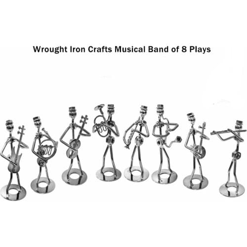 Free Shippping Antirust Iron Crafts Figures Musical Band 8 Different Musical Instruments Players Collectable Metal Robots