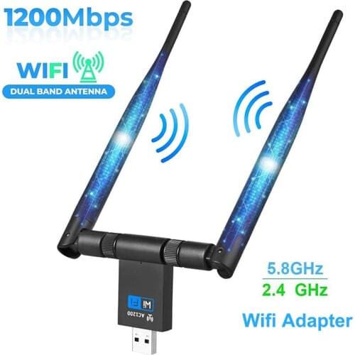 600M Wireless USB WiFi Adapter Network Card Wifi Receiver 2.4G/5.8G Dual Band Antenna Computer Network LAN Card 1200M High Speed