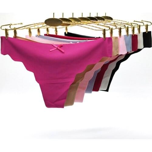 Seamless Panties Women Underwear Sexy Thong Girls T-back Ice Silk G string Female tanga Intimate Lingerie Ladies Underpants lot