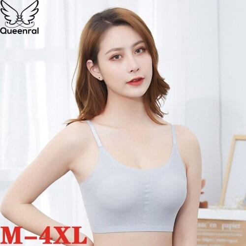 Queenral Push Up Bras For Women Underwear Plus Size Brassiere 3XL 4xl Lingerie Seamless Bralette Vest Top Bra Wireless BH