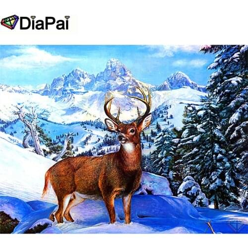 DIAPAI 100% Full Square/Round Drill 5D DIY Diamond Painting "Deer snow scene" Diamond Embroidery Cross Stitch 3D Decor A19758