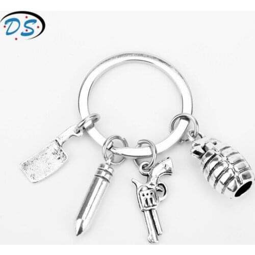 Dongsheng jewelry Alloy Keychain Creative The Walking Dead Bullet Knife Pistol Key Ring Charms Key chains llaveros
