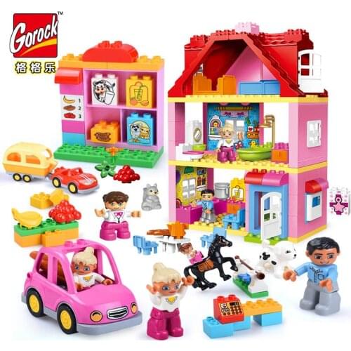 GOROCK City Girl Princess Figure Family Colourful Kids Racecourse Horse Compatible Big Size DIY Building Block Baby Toys Gift