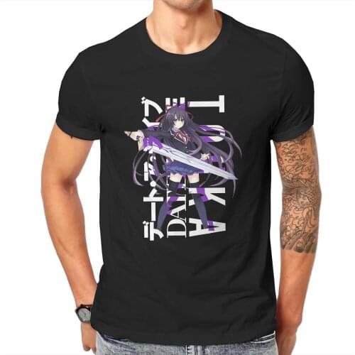 Tohka Yatogami Typography DATE A LIVE Anime Tshirt Top Cotton Plus Size Crewneck Mens Clothing Casual Men T shirt