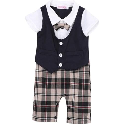 Newborn Kid Baby Boy Infant Outfits Set Child Gentleman Jumpsuit Bodysuit Baby Boy Bodysuits 2019 New Hot Sale O-neck
