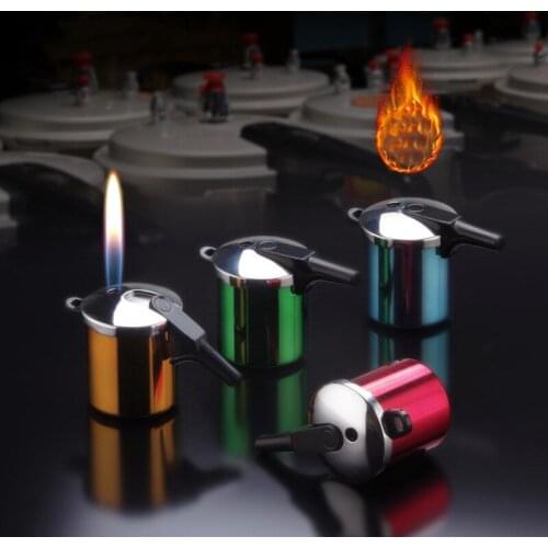 Mini Creative Personality Pressure Cooker Lighter Butane Gas Lighter Cigarette Tobacco Pipes Gadgets for Men Interesting Gift