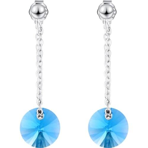 Korea Dangle Hanging Earring Crystals from Swarovski Long Drop Earrings For Women Jewelry Best Gift