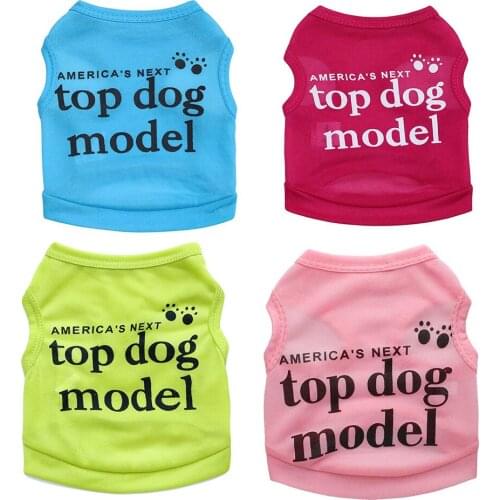 Summer Breathable Cotton Puppy Clothes Print Letter Dog Shirt Comfortable Stretch Vest Base T-shirt Puppy Clothing