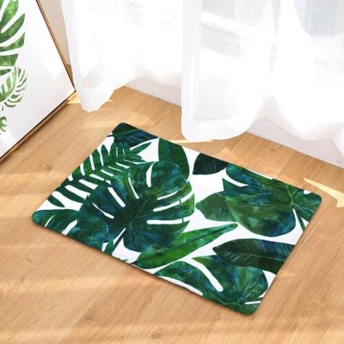 HOT Leaf Green Leaves Flannel Carpet Thicken Soft Caroset Anti-skid Kitchen Bathroom Rug Office Bedroom Livingroom Floor Mat Pat