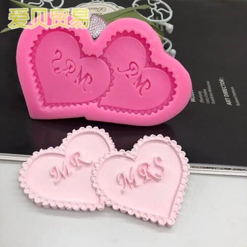 Mr. and Ms. love silicone mold wedding chocolate candy plug cake decoration tools gutta percha mold resin molds