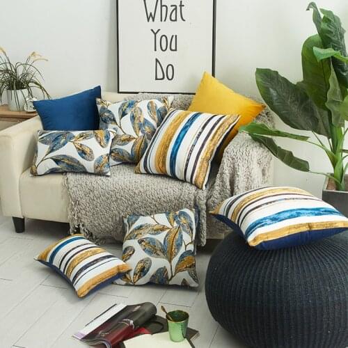 Sofa Hugging Pillow Cover Without Core Leaf Stripe Cushion Cover Nordic Style Pillow Pillow Cover pillow decorative pillow cover