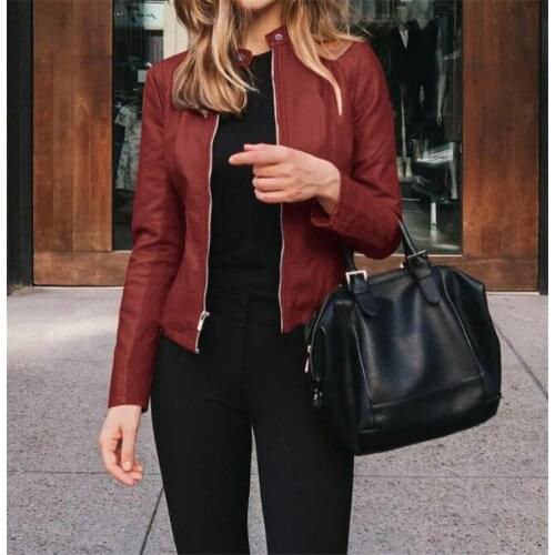 Autumn Jacket Women Coat Jacket PU Leather Fashion Short Coat Thin Female Jacket Coat Outwear 2020 Women Spring Autumn Pu Leathe