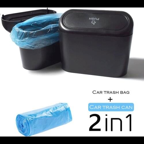Pressing Type car Trash Can Hanging Vehicle Garbage Dust Case Storage Box with Garbage Bag Square Car Trash Bin Auto Interior